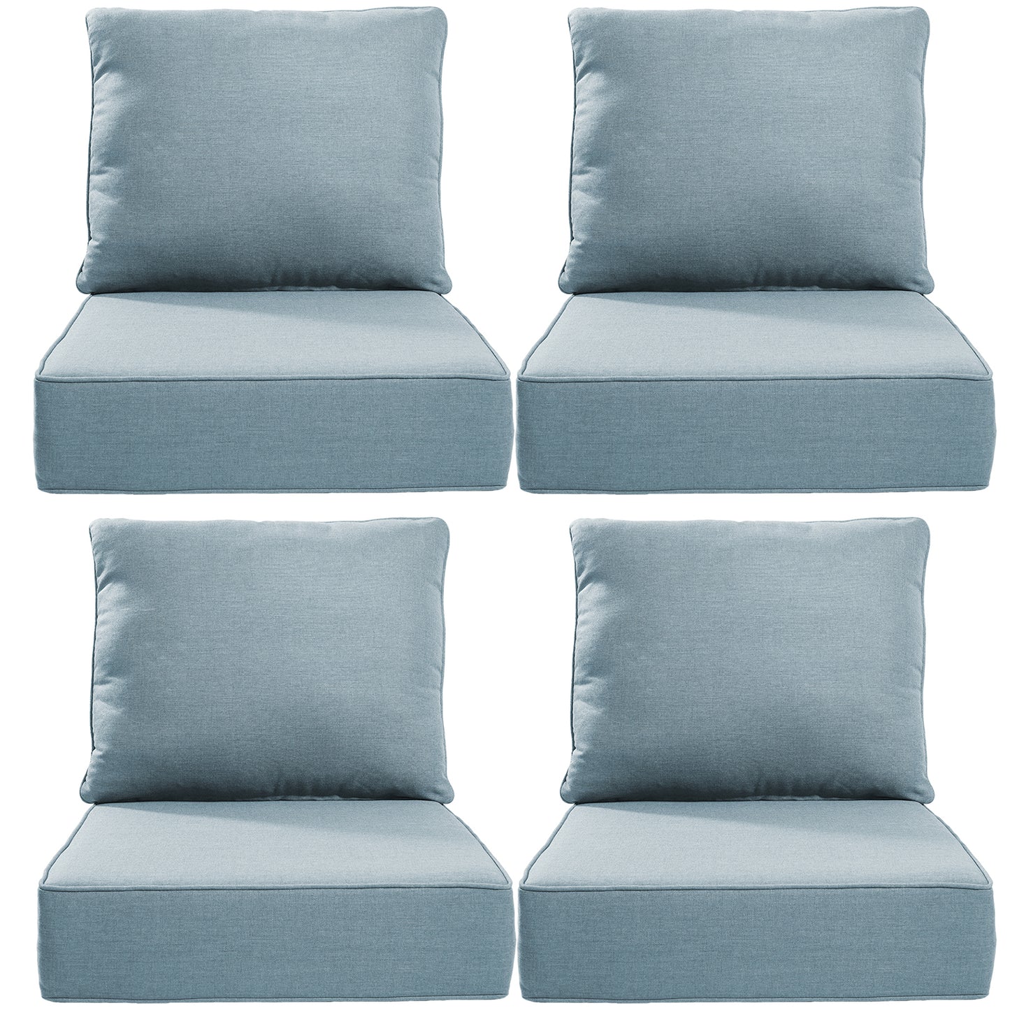 6" Thick Outdoor Cushions 22x24x6, 4-Set Deep Seat Patio Cushions with Removable Cover, Waterproof & Fade Resistant Replacement for Wicker Chair, Loveseat, Sofa