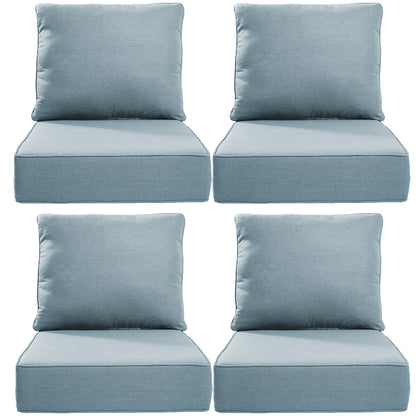6" Thick Outdoor Cushions 22x24x6, 4-Set Deep Seat Patio Cushions with Removable Cover, Waterproof & Fade Resistant Replacement for Wicker Chair, Loveseat, Sofa