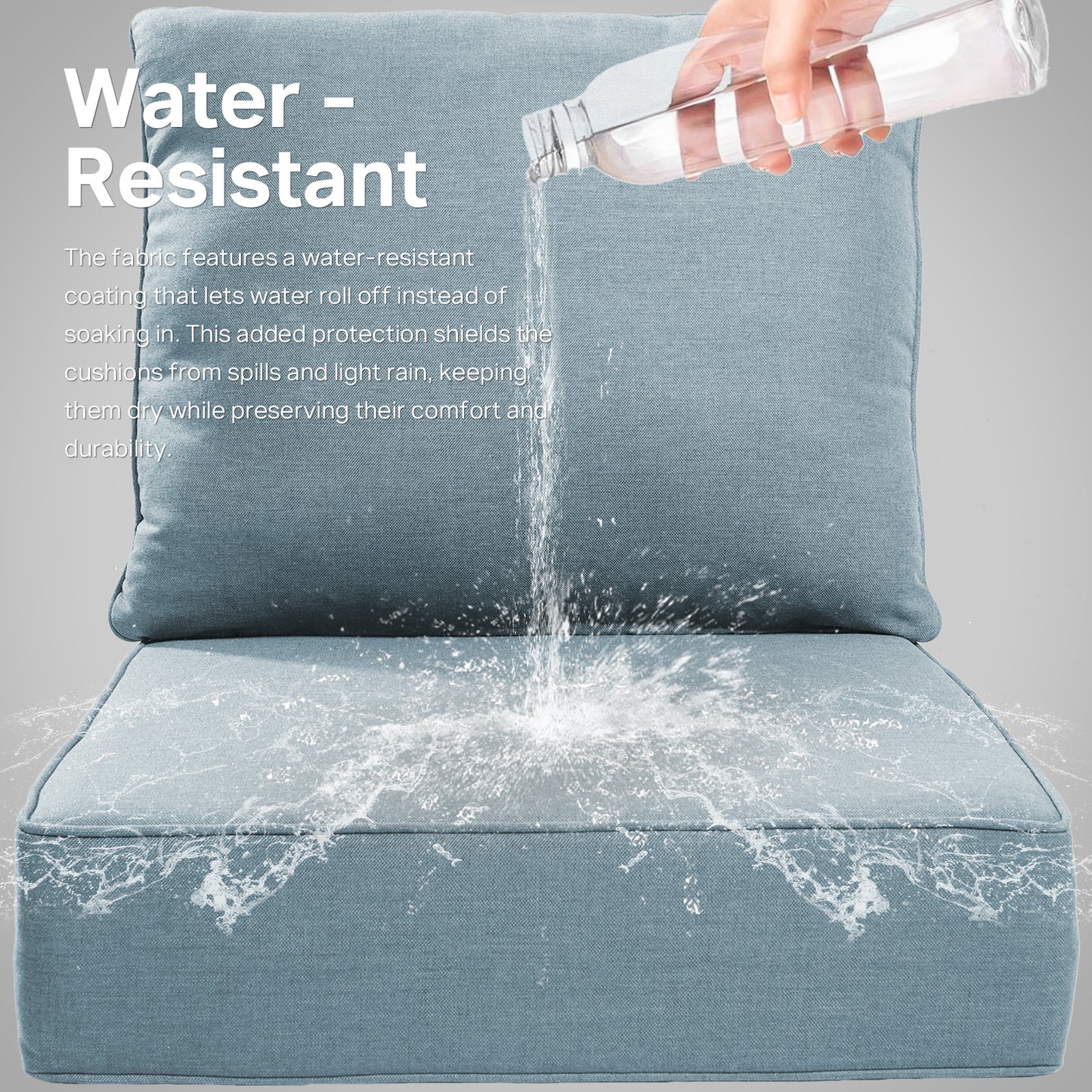 Belord 10-Piece Outdoor Deep Seat Cushion Set, 24"x22", 6-Inch Thick Seat and Back Cushions for Patio Chairs or Sofas