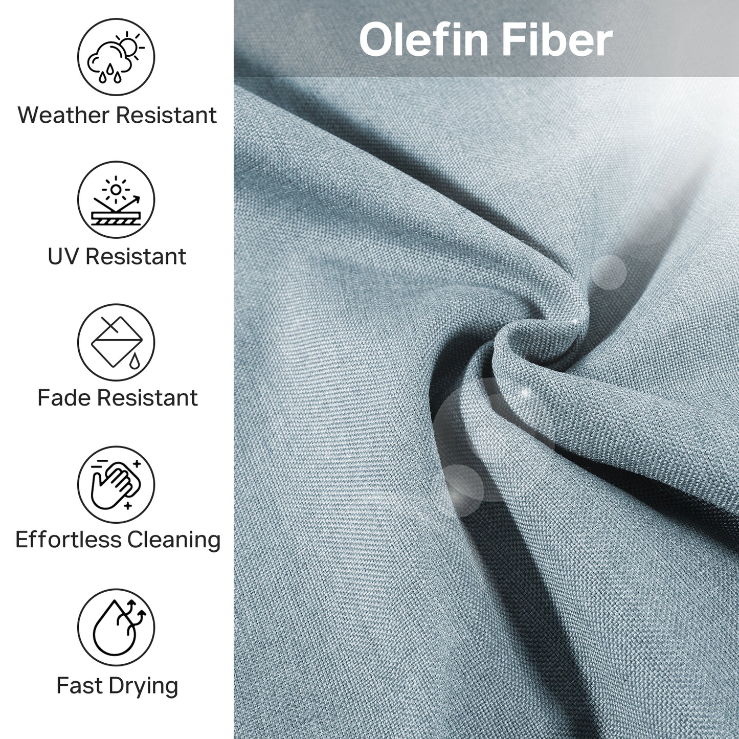 Luxury 12-Pc Patio Cushion - 6 Seat + 6 Back Cushions with Olefin Fabric and Zipper, 6"H x 22"W x 24"D