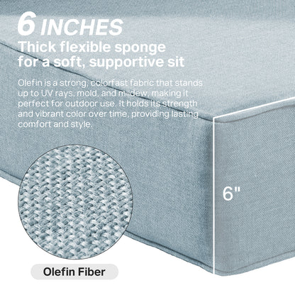 Luxury 12-Pc Patio Cushion - 6 Seat + 6 Back Cushions with Olefin Fabric and Zipper, 6"H x 22"W x 24"D