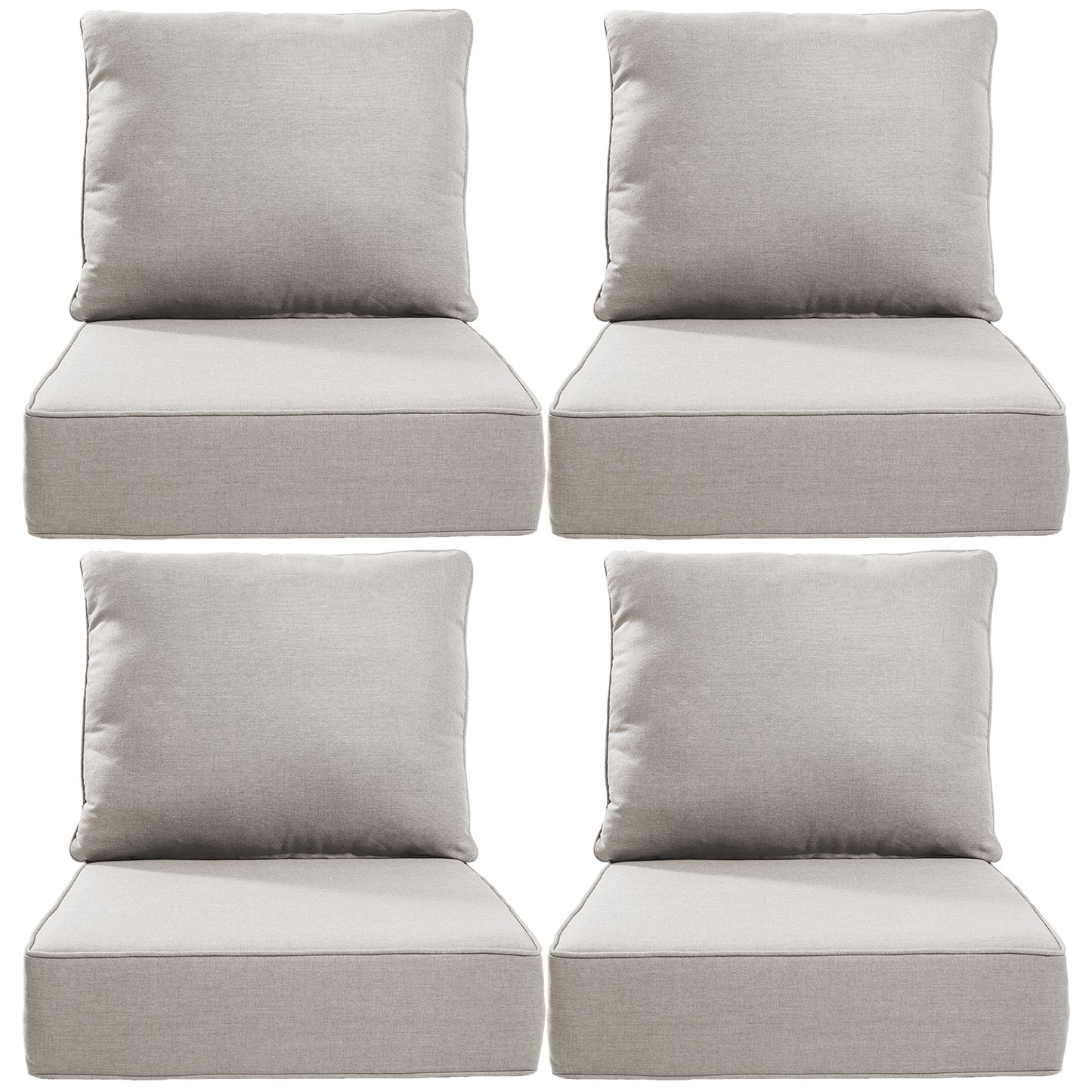 6" Thick Outdoor Cushions 22x24x6, 4-Set Deep Seat Patio Cushions with Removable Cover, Waterproof & Fade Resistant Replacement for Wicker Chair, Loveseat, Sofa