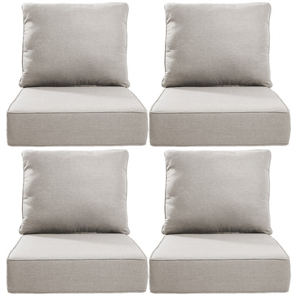 6" Thick Outdoor Cushions 22x24x6, 4-Set Deep Seat Patio Cushions with Removable Cover, Waterproof & Fade Resistant Replacement for Wicker Chair, Loveseat, Sofa