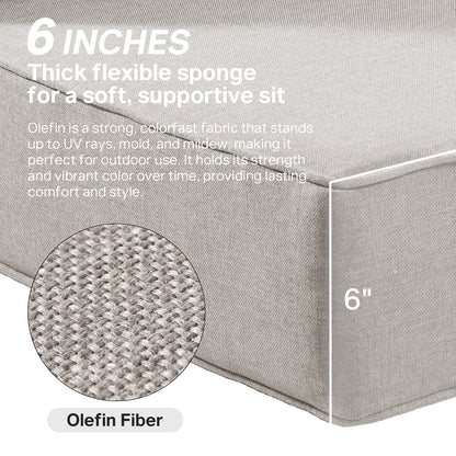 6" Thick Outdoor Cushions 22x24x6, 4-Set Deep Seat Patio Cushions with Removable Cover, Waterproof & Fade Resistant Replacement for Wicker Chair, Loveseat, Sofa
