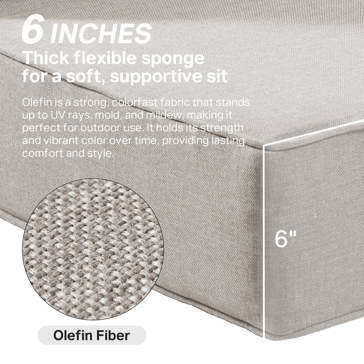 Belord 10-Piece Outdoor Deep Seat Cushion Set, 24"x22", 6-Inch Thick Seat and Back Cushions for Patio Chairs or Sofas