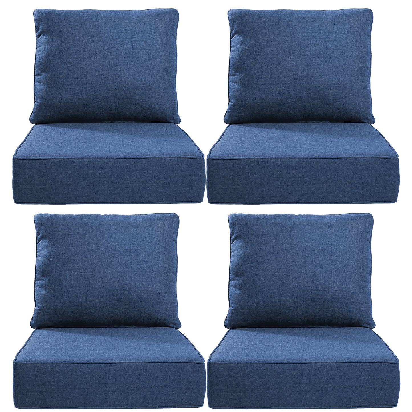 6" Thick Outdoor Cushions 22x24x6, 4-Set Deep Seat Patio Cushions with Removable Cover, Waterproof & Fade Resistant Replacement for Wicker Chair, Loveseat, Sofa