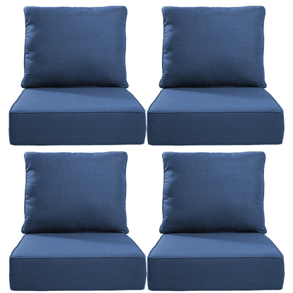 6" Thick Outdoor Cushions 22x24x6, 4-Set Deep Seat Patio Cushions with Removable Cover, Waterproof & Fade Resistant Replacement for Wicker Chair, Loveseat, Sofa