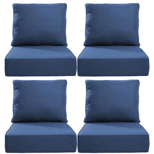 6" Thick Outdoor Cushions 22x24x6, 4-Set Deep Seat Patio Cushions with Removable Cover, Waterproof & Fade Resistant Replacement for Wicker Chair, Loveseat, Sofa