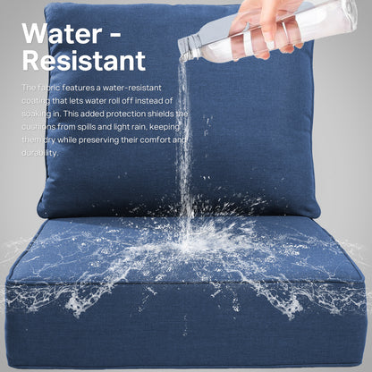 Luxury 12-Pc Patio Cushion - 6 Seat + 6 Back Cushions with Olefin Fabric and Zipper, 6"H x 22"W x 24"D