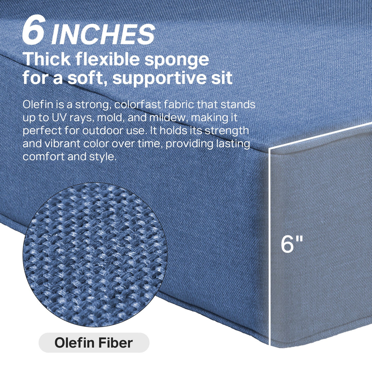 6" Thick Outdoor Cushions 22x24x6, 4-Set Deep Seat Patio Cushions with Removable Cover, Waterproof & Fade Resistant Replacement for Wicker Chair, Loveseat, Sofa