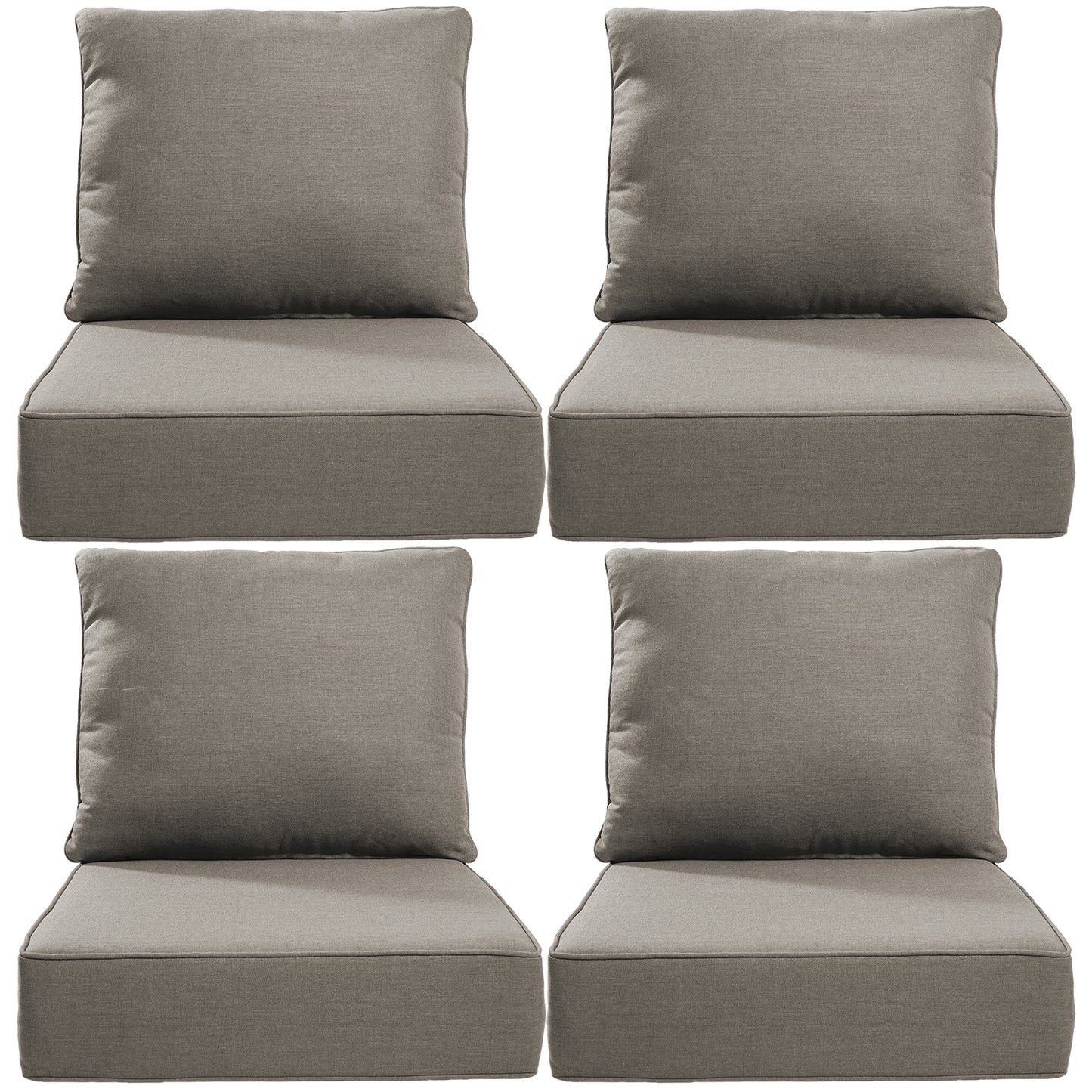 6" Thick Outdoor Cushions 22x24x6, 4-Set Deep Seat Patio Cushions with Removable Cover, Waterproof & Fade Resistant Replacement for Wicker Chair, Loveseat, Sofa