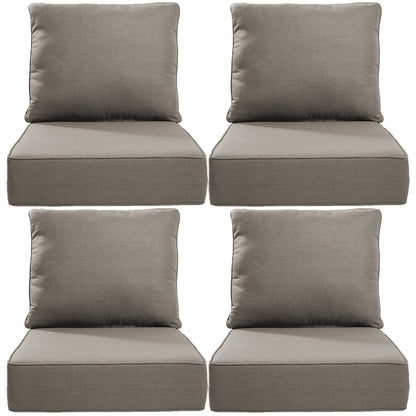 6" Thick Outdoor Cushions 22x24x6, 4-Set Deep Seat Patio Cushions with Removable Cover, Waterproof & Fade Resistant Replacement for Wicker Chair, Loveseat, Sofa