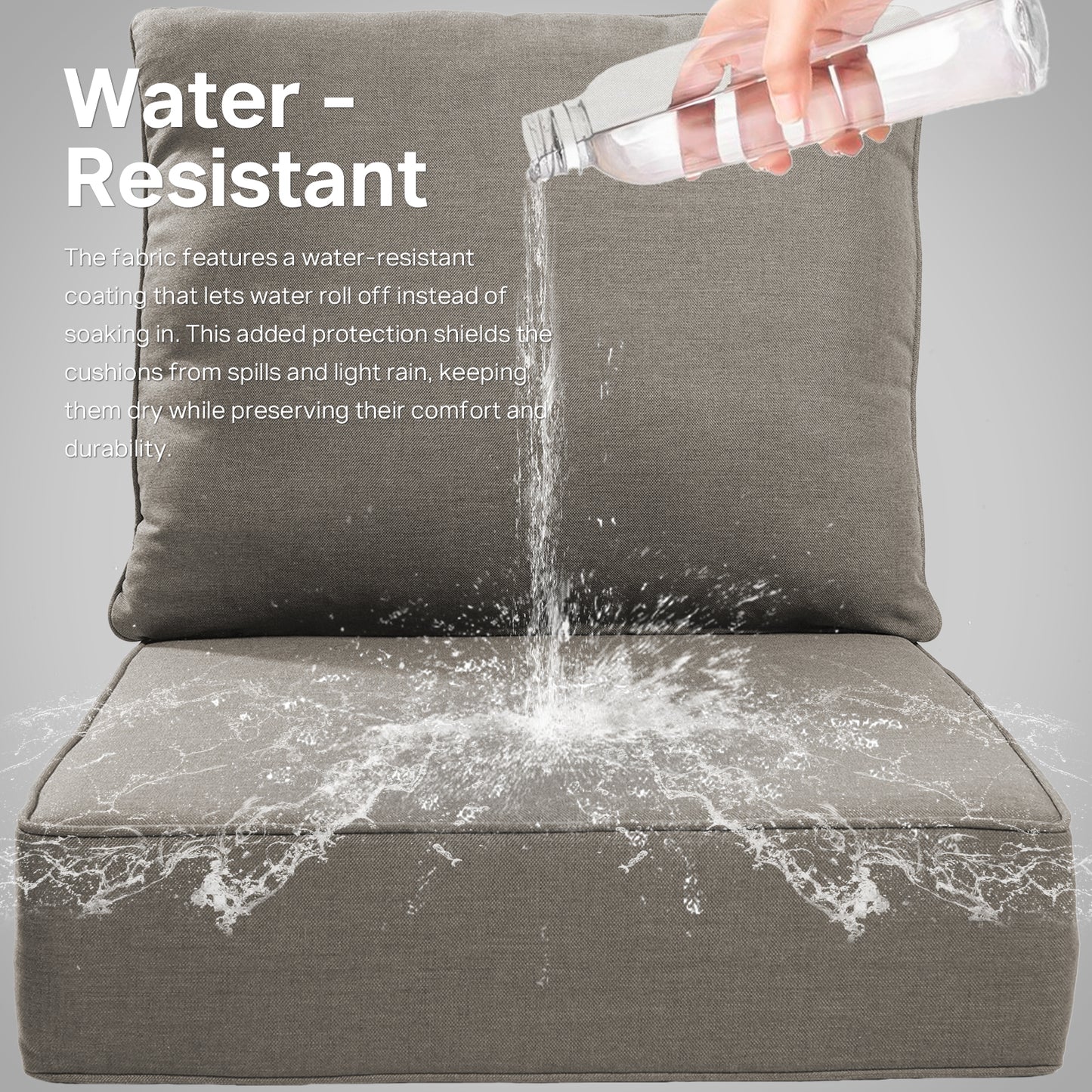 Luxury 12-Pc Patio Cushion - 6 Seat + 6 Back Cushions with Olefin Fabric and Zipper, 6"H x 22"W x 24"D