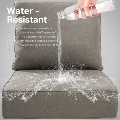 Belord 10-Piece Outdoor Deep Seat Cushion Set, 24"x22", 6-Inch Thick Seat and Back Cushions for Patio Chairs or Sofas