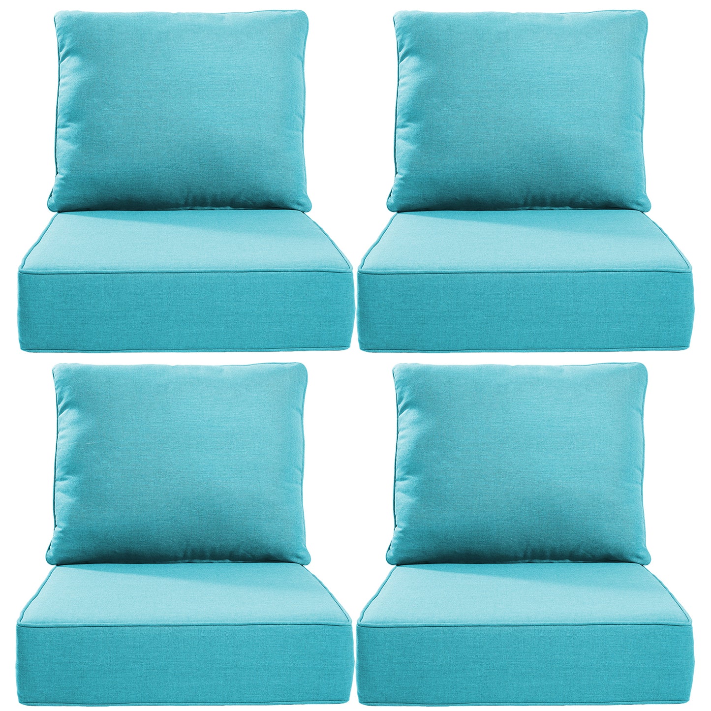 6" Thick Outdoor Cushions 22x24x6, 4-Set Deep Seat Patio Cushions with Removable Cover, Waterproof & Fade Resistant Replacement for Wicker Chair, Loveseat, Sofa