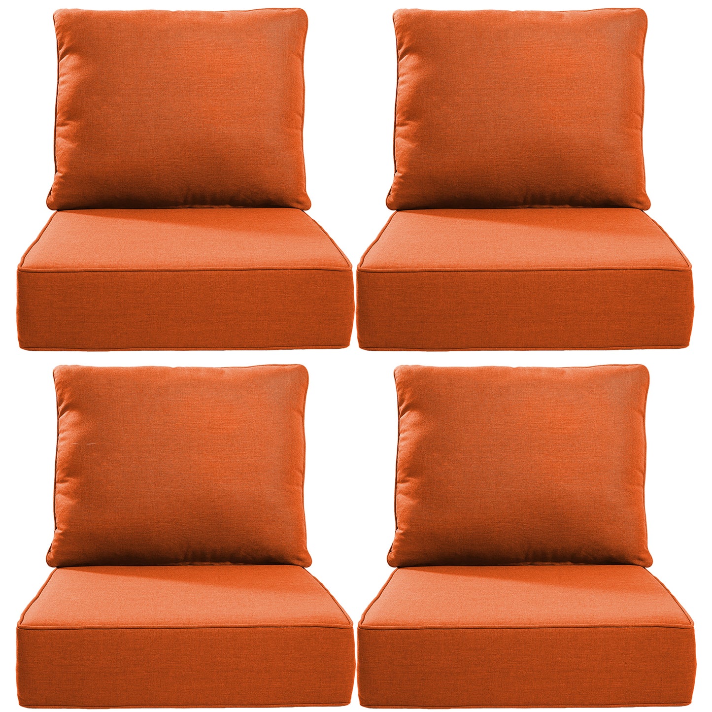 6" Thick Outdoor Cushions 22x24x6, 4-Set Deep Seat Patio Cushions with Removable Cover, Waterproof & Fade Resistant Replacement for Wicker Chair, Loveseat, Sofa