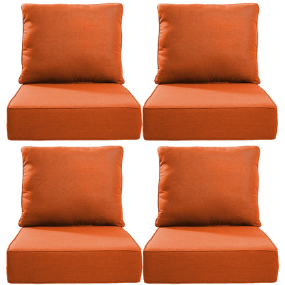 6" Thick Outdoor Cushions 22x24x6, 4-Set Deep Seat Patio Cushions with Removable Cover, Waterproof & Fade Resistant Replacement for Wicker Chair, Loveseat, Sofa