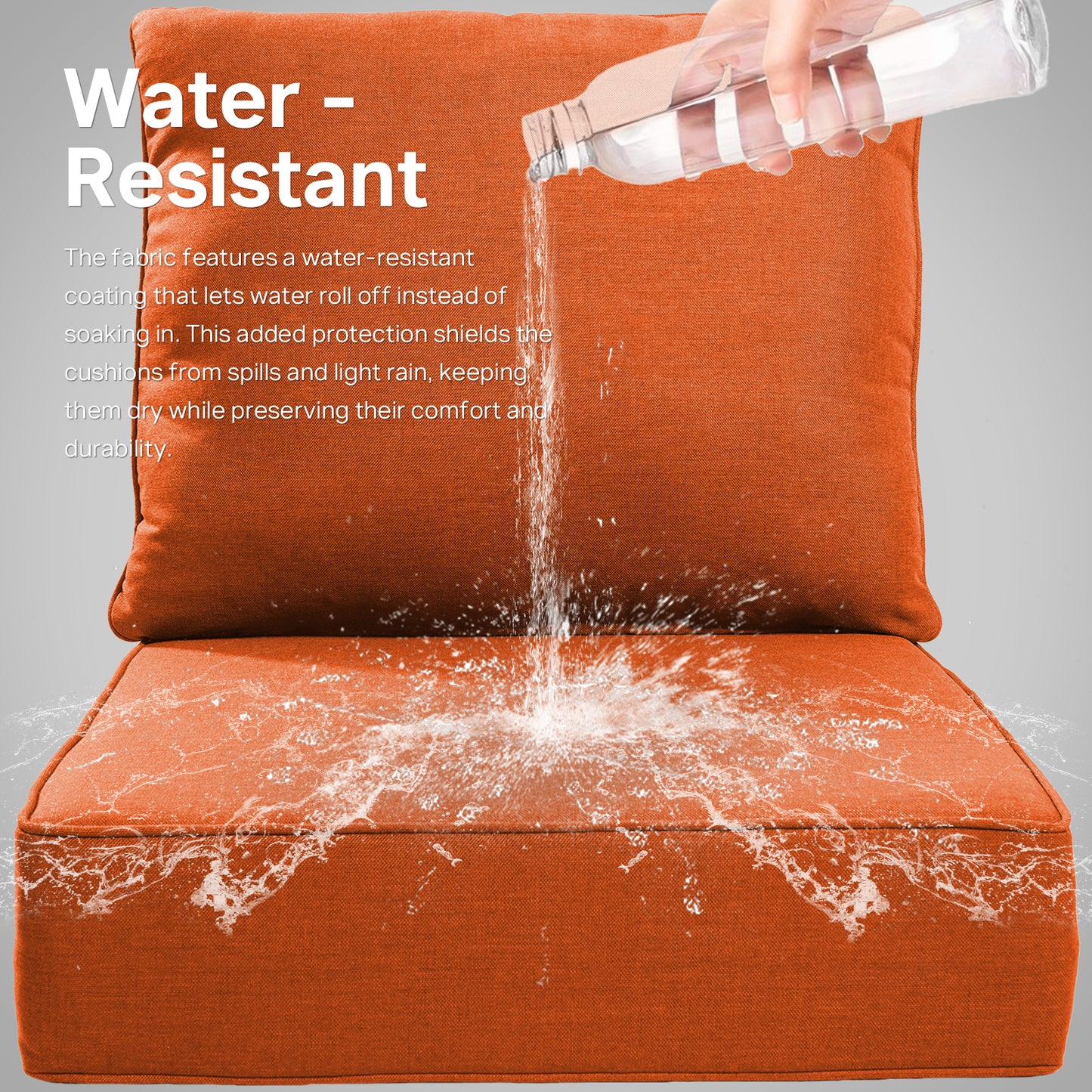 6" Thick Outdoor Cushions 22x24x6, 4-Set Deep Seat Patio Cushions with Removable Cover, Waterproof & Fade Resistant Replacement for Wicker Chair, Loveseat, Sofa