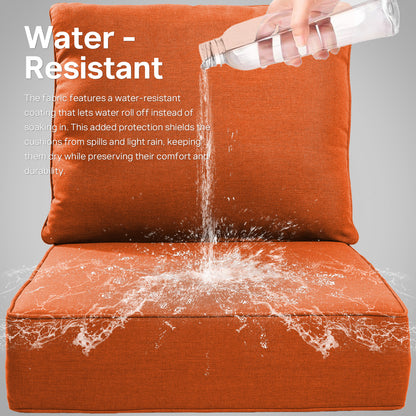 Belord 10-Piece Outdoor Deep Seat Cushion Set, 24"x22", 6-Inch Thick Seat and Back Cushions for Patio Chairs or Sofas