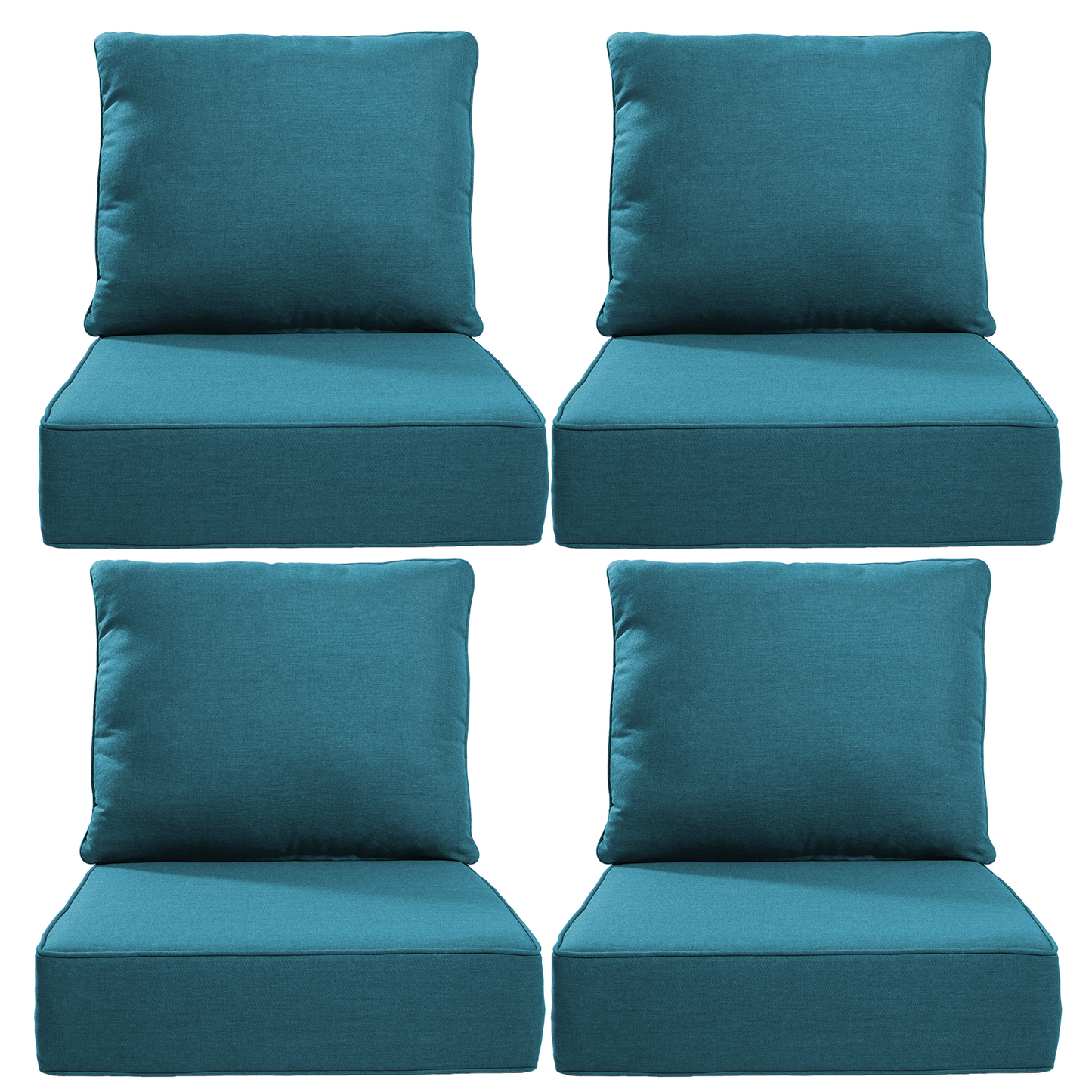 6" Thick Outdoor Cushions 22x24x6, 4-Set Deep Seat Patio Cushions with Removable Cover, Waterproof & Fade Resistant Replacement for Wicker Chair, Loveseat, Sofa