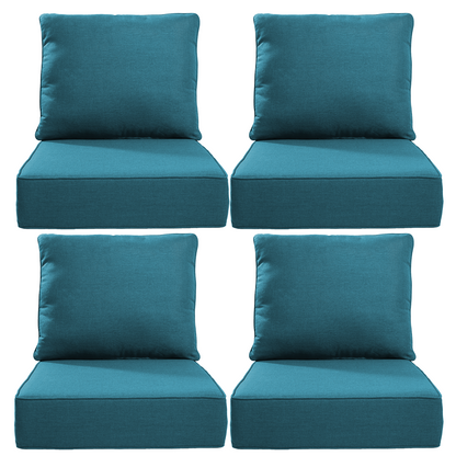 6" Thick Outdoor Cushions 22x24x6, 4-Set Deep Seat Patio Cushions with Removable Cover, Waterproof & Fade Resistant Replacement for Wicker Chair, Loveseat, Sofa