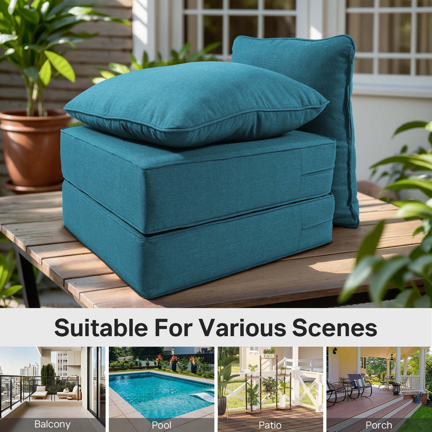 6" Thick Outdoor Cushions 22x24x6, 4-Set Deep Seat Patio Cushions with Removable Cover, Waterproof & Fade Resistant Replacement for Wicker Chair, Loveseat, Sofa