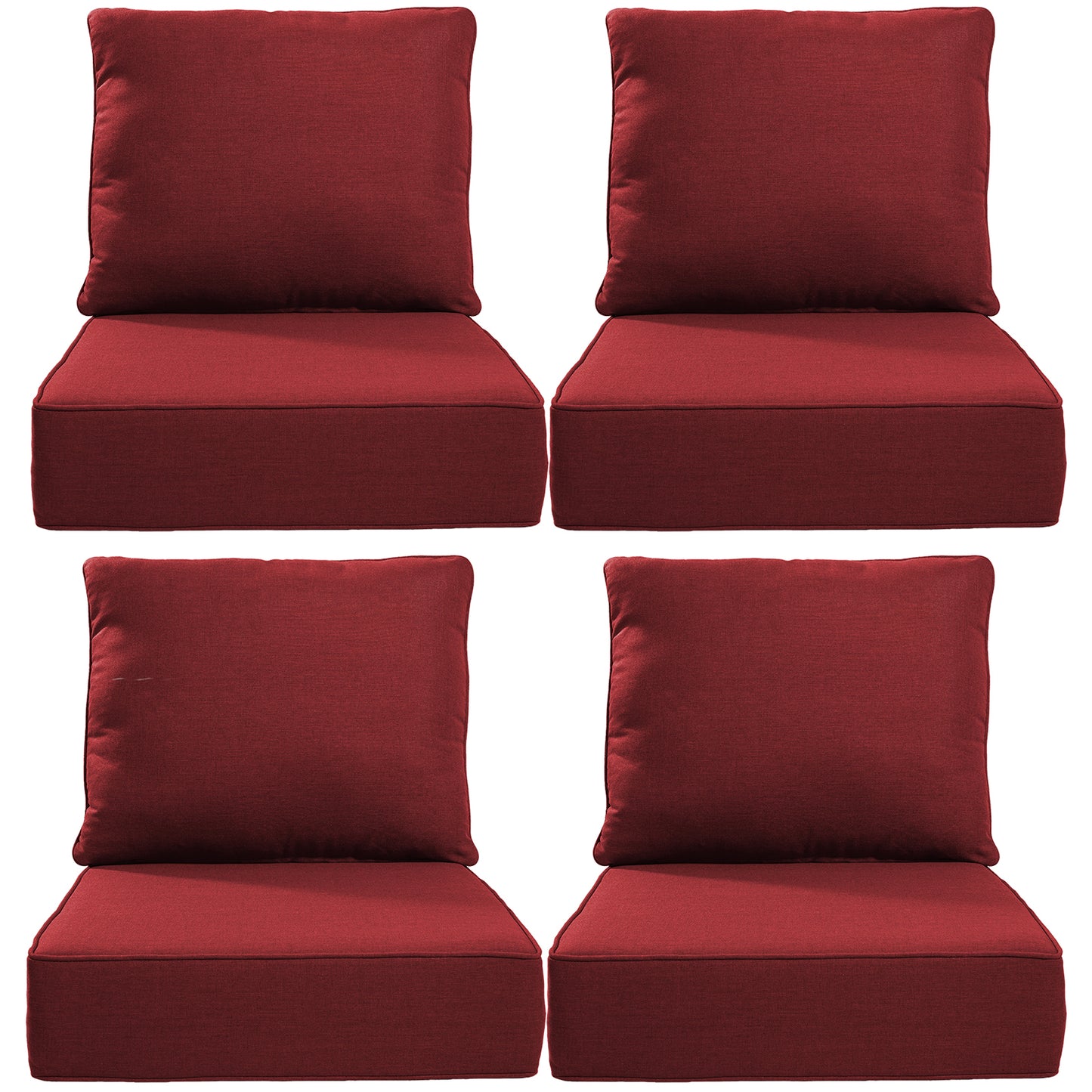 6" Thick Outdoor Cushions 22x24x6, 4-Set Deep Seat Patio Cushions with Removable Cover, Waterproof & Fade Resistant Replacement for Wicker Chair, Loveseat, Sofa