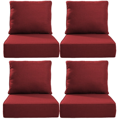6" Thick Outdoor Cushions 22x24x6, 4-Set Deep Seat Patio Cushions with Removable Cover, Waterproof & Fade Resistant Replacement for Wicker Chair, Loveseat, Sofa