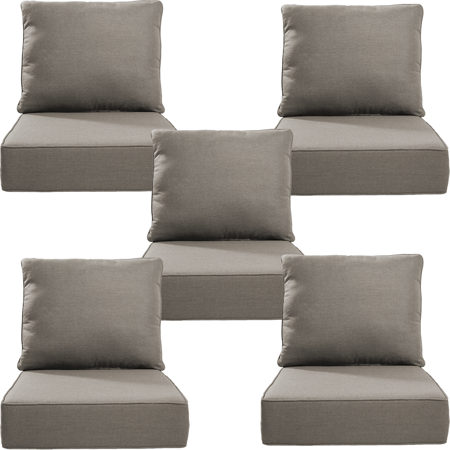Belord 10-Piece Outdoor Deep Seat Cushion Set, 24"x22", 6-Inch Thick Seat and Back Cushions for Patio Chairs or Sofas