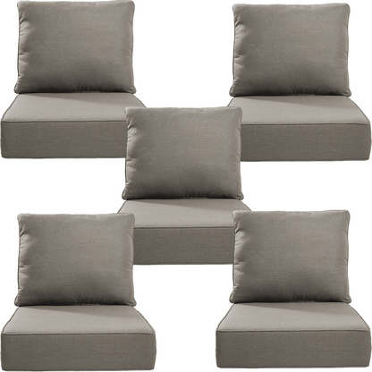 Belord 10-Piece Outdoor Deep Seat Cushion Set, 24"x22", 6-Inch Thick Seat and Back Cushions for Patio Chairs or Sofas
