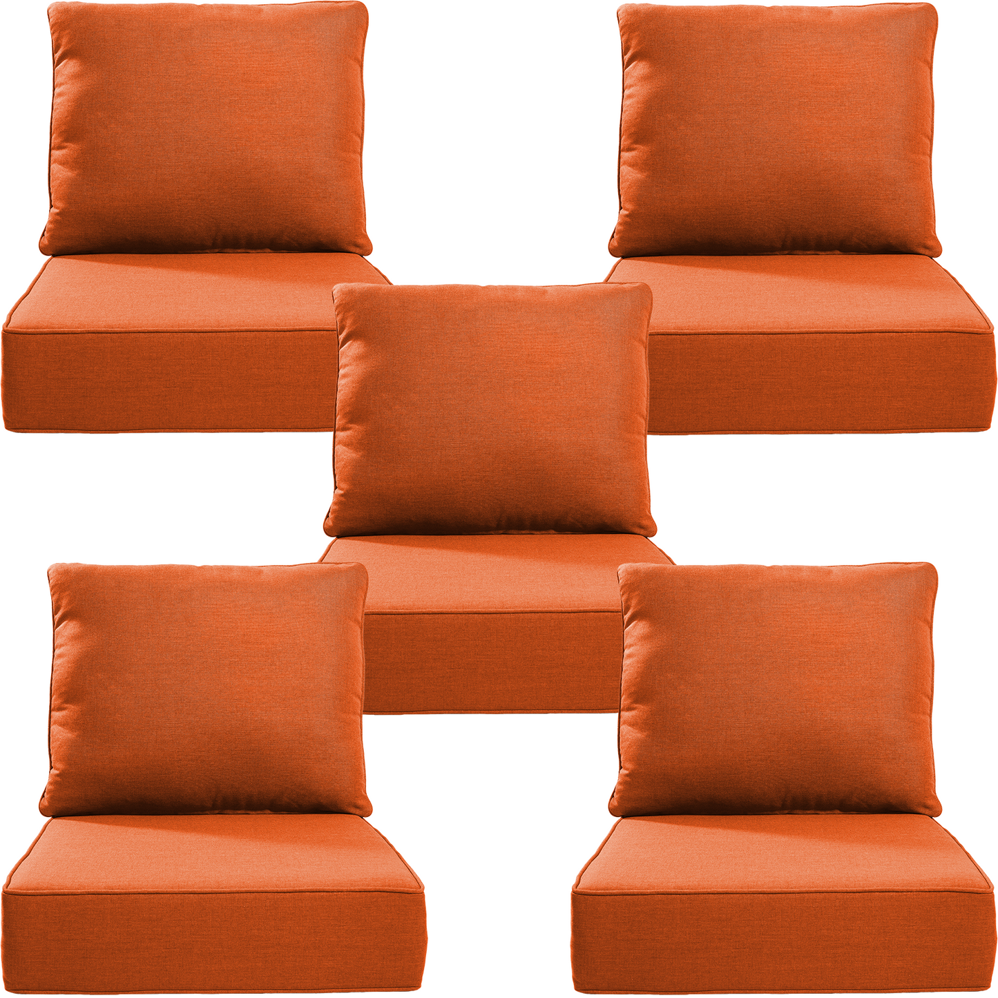 Belord 10-Piece Outdoor Deep Seat Cushion Set, 24"x22", 6-Inch Thick Seat and Back Cushions for Patio Chairs or Sofas