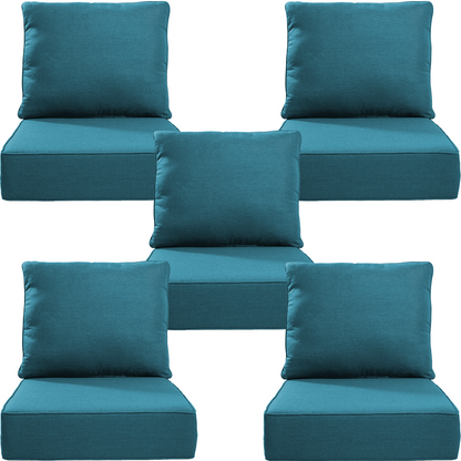 Belord 10-Piece Outdoor Deep Seat Cushion Set, 24"x22", 6-Inch Thick Seat and Back Cushions for Patio Chairs or Sofas