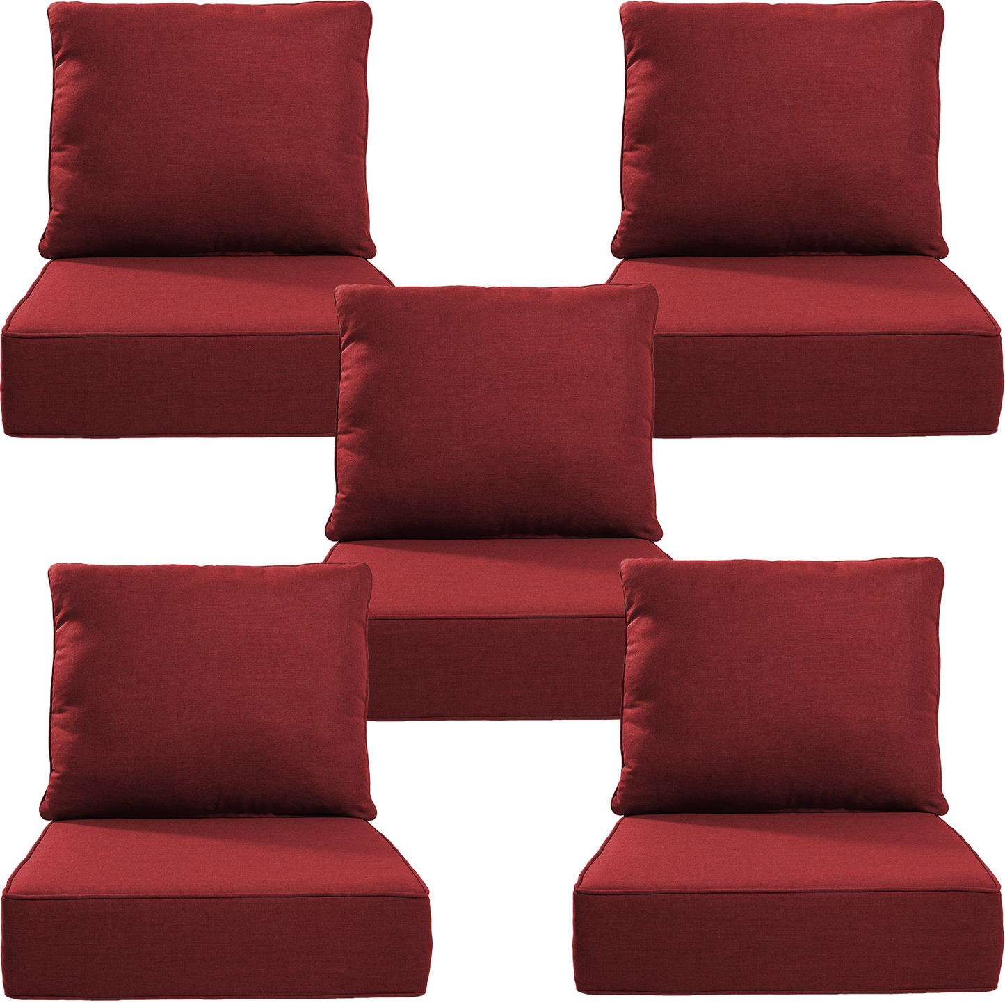 Belord 10-Piece Outdoor Deep Seat Cushion Set, 24"x22", 6-Inch Thick Seat and Back Cushions for Patio Chairs or Sofas