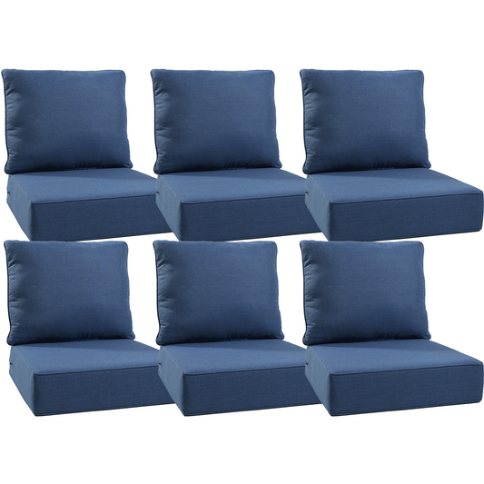 Luxury 12-Pc Patio Cushion - 6 Seat + 6 Back Cushions with Olefin Fabric and Zipper, 6"H x 22"W x 24"D
