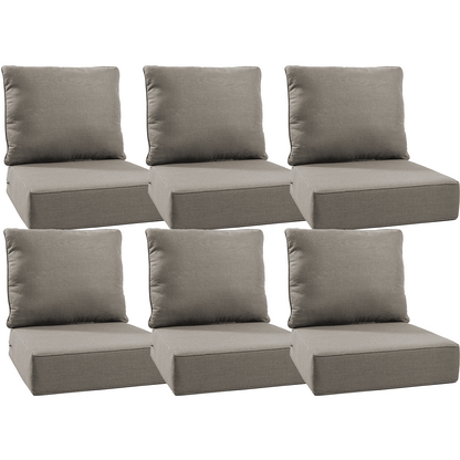 Luxury 12-Pc Patio Cushion - 6 Seat + 6 Back Cushions with Olefin Fabric and Zipper, 6"H x 22"W x 24"D