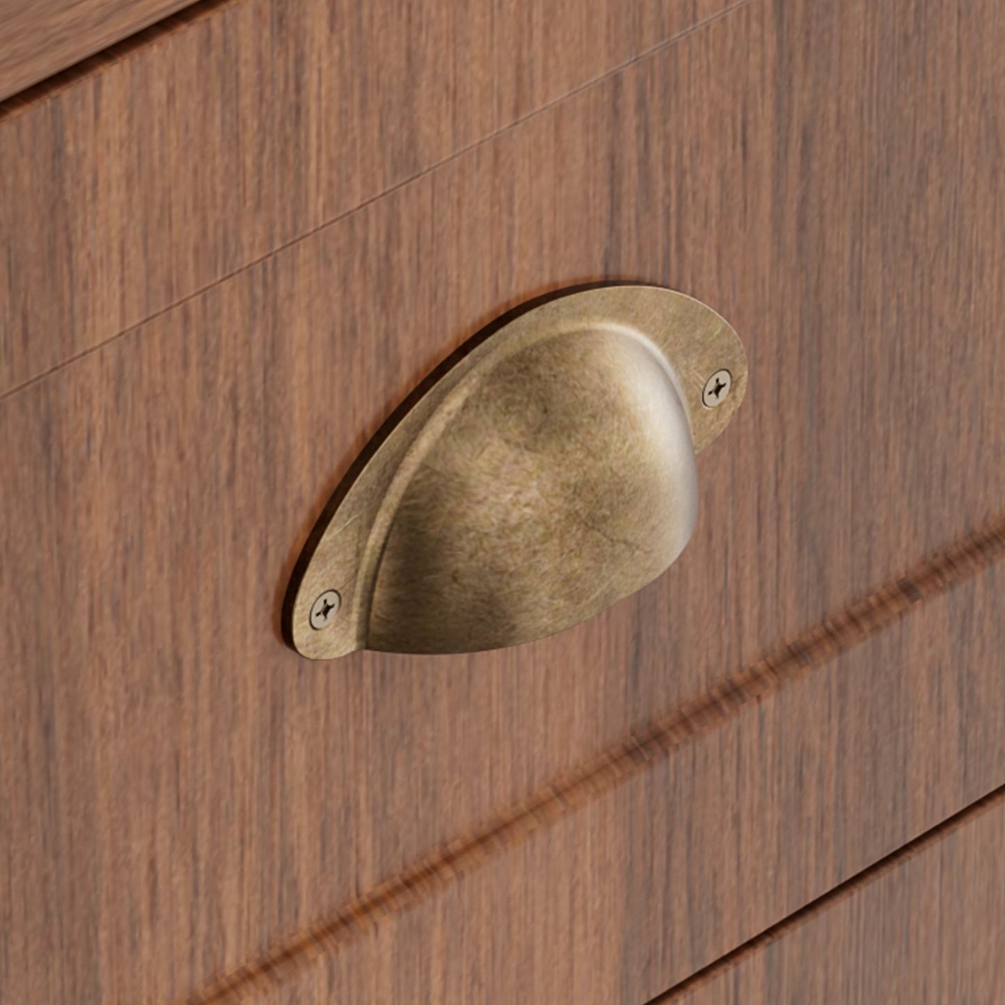 Save 50% - 47.2" Walnut Double Dresser with 6 Drawers - Sturdy Chest for Bedroom & Living Room, Solid Wood Legs