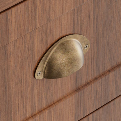 Save 50% - 47.2" Walnut Double Dresser with 6 Drawers - Sturdy Chest for Bedroom & Living Room, Solid Wood Legs