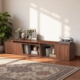 Save 50% - Extendable TV Stand with Sliding Doors - Belord Minimalist Rectangular Entertainment Cabinet - Belord