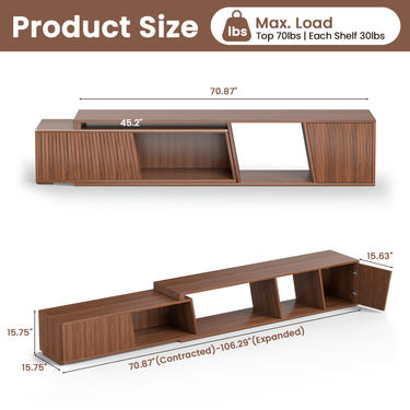 Save 50% - Extendable TV Stand with Sliding Doors - Belord Minimalist Rectangular Entertainment Cabinet - Belord