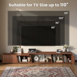 Belord extendable walnut TV stand with sliding doors, minimalist rectangular entertainment cabinet for modern living rooms.