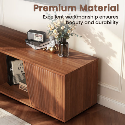 Save 50% - Extendable TV Stand with Sliding Doors - Belord Minimalist Rectangular Entertainment Cabinet