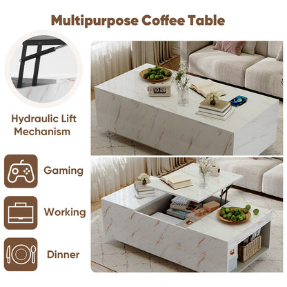 Save 50% - 47.2" LED Lift Top Coffee Table with Wireless Charging & Bluetooth Speaker – Smart Living Room Table with Drawers and Large Storage