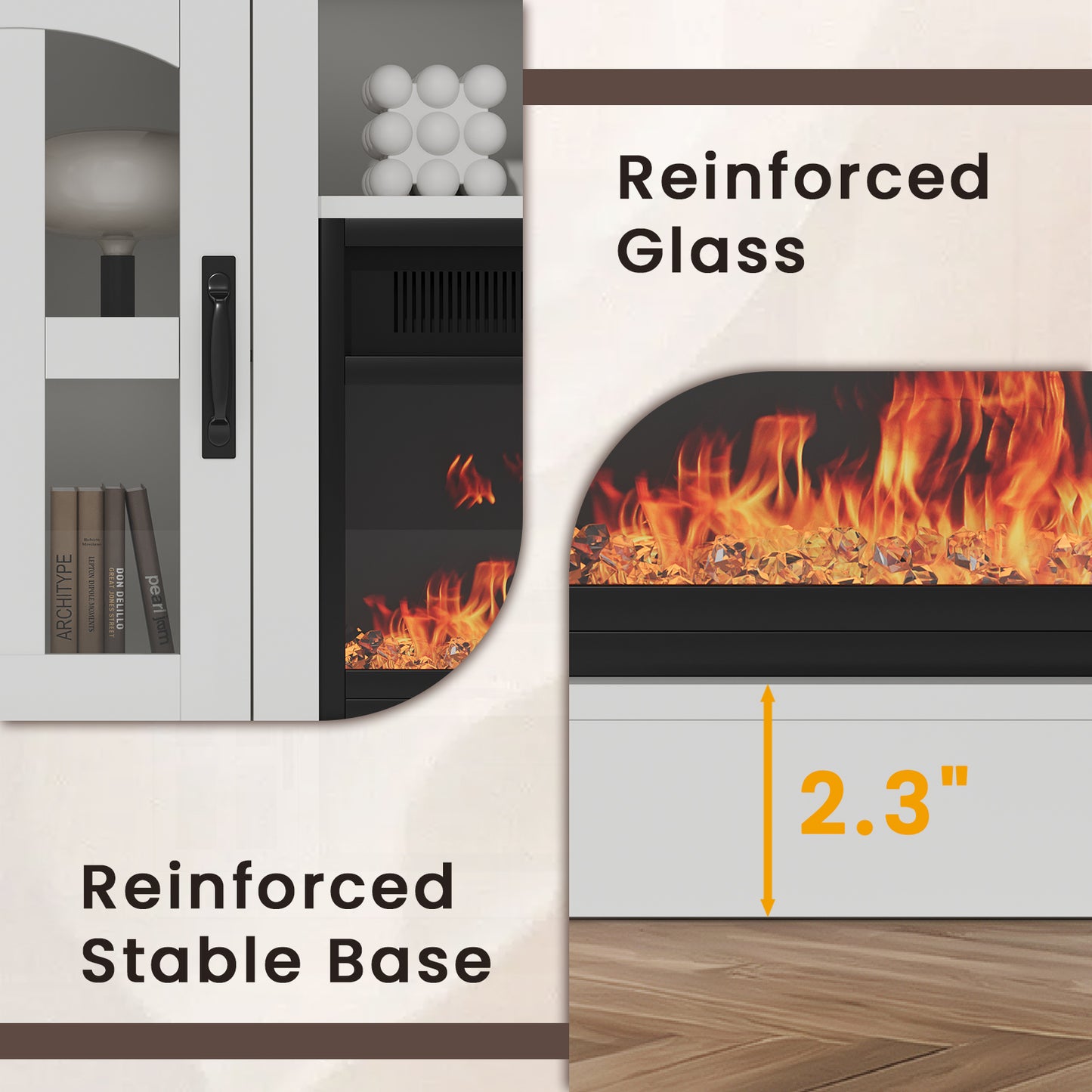 Save 50% - Belord 70.9-Inch Electric Fireplace TV Stand for TVs up to 80 Inches, Wooden Media Console with 1500W 38.2-Inch Fireplace