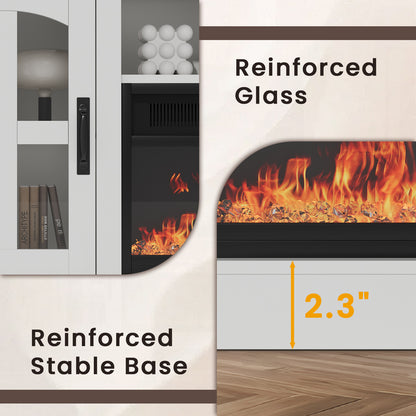 Save 50% - Belord 70.9-Inch Electric Fireplace TV Stand for TVs up to 80 Inches, Wooden Media Console with 1500W 38.2-Inch Fireplace