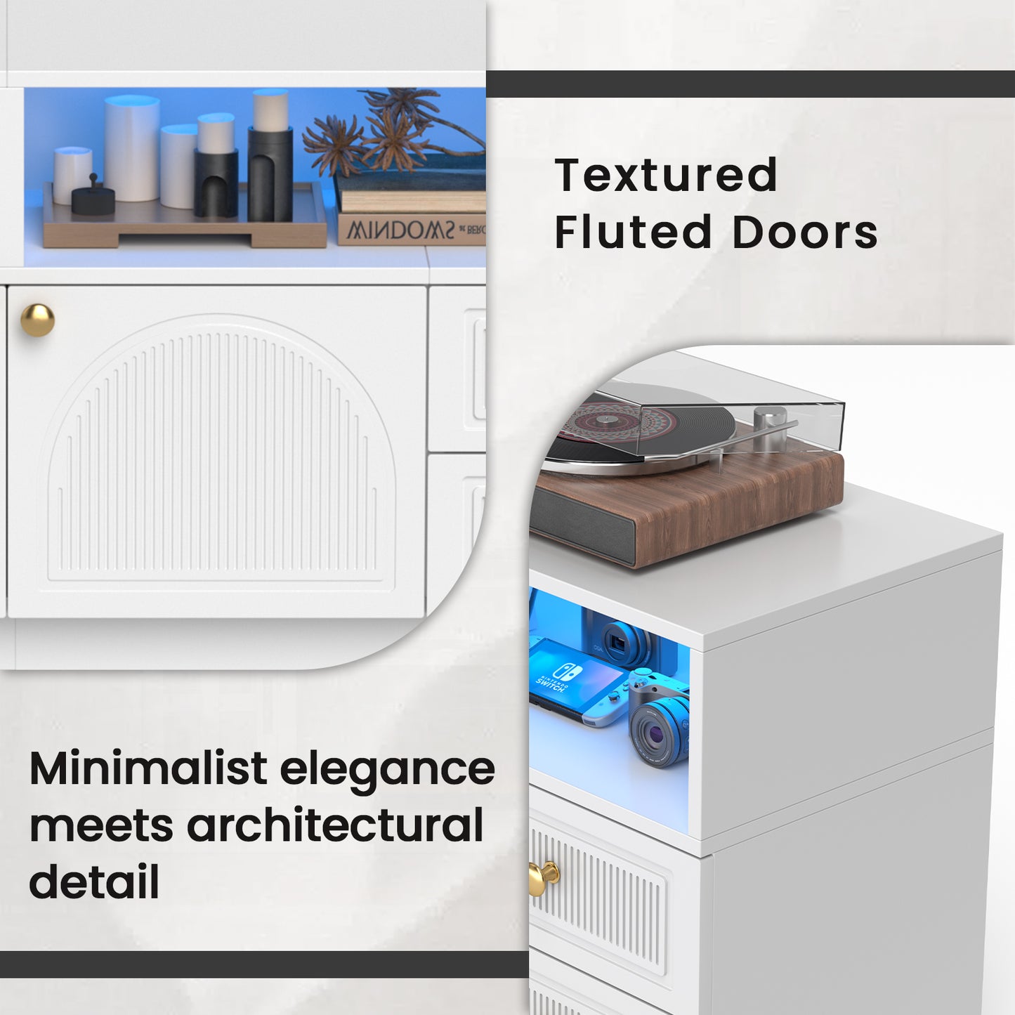 Save 50% - Belord High Gloss TV Stand w/ Storage, Fits 75" TV