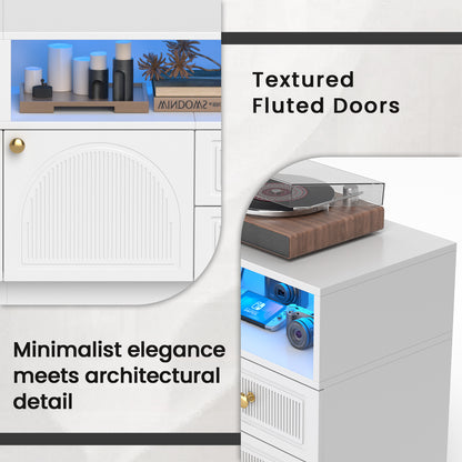 Save 50% - Belord High Gloss TV Stand w/ Storage, Fits 75" TV