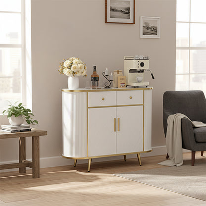 Save 50% - 43.3" Sideboard Buffet Cabinet with Drawers, Modern Coffee Bar Console Table with Storage, Gold Sealed Edge Accent for Living Room