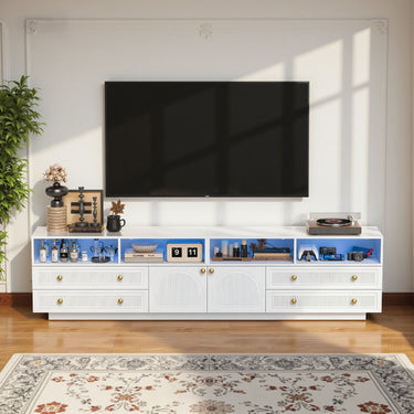 Save 50% - Belord High Gloss TV Stand w/ Storage, Fits 75" TV - Belord