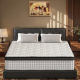 White 12-inch Belord hybrid mattress with memory foam and pocket springs for pressure relief and motion isolation.