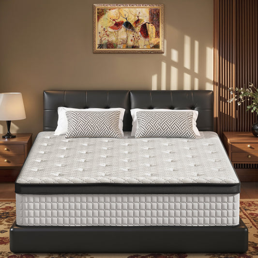 12 Inch Hybrid Mattress - Medium Firm Support with Memory Foam & Pocket Springs for Pressure Relief & Motion Isolation, CertiPUR-US Certified, Available in Twin, Full, Queen, King